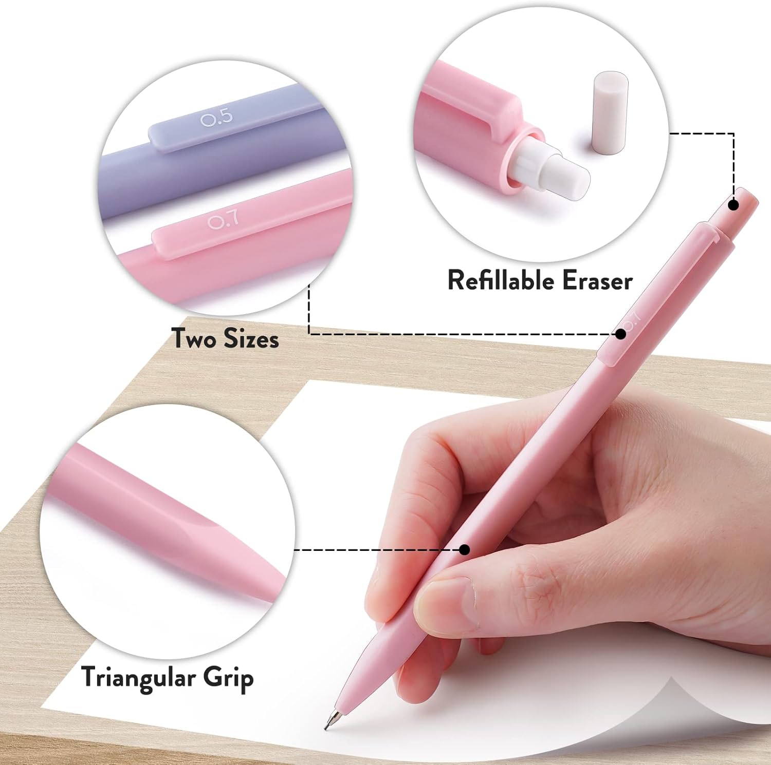 Thumbnail 4 de Four Candies Druckbleistift Set – 6 Stück, 0,5/0,7 mm, 360 HB Minen, 3 Radierer