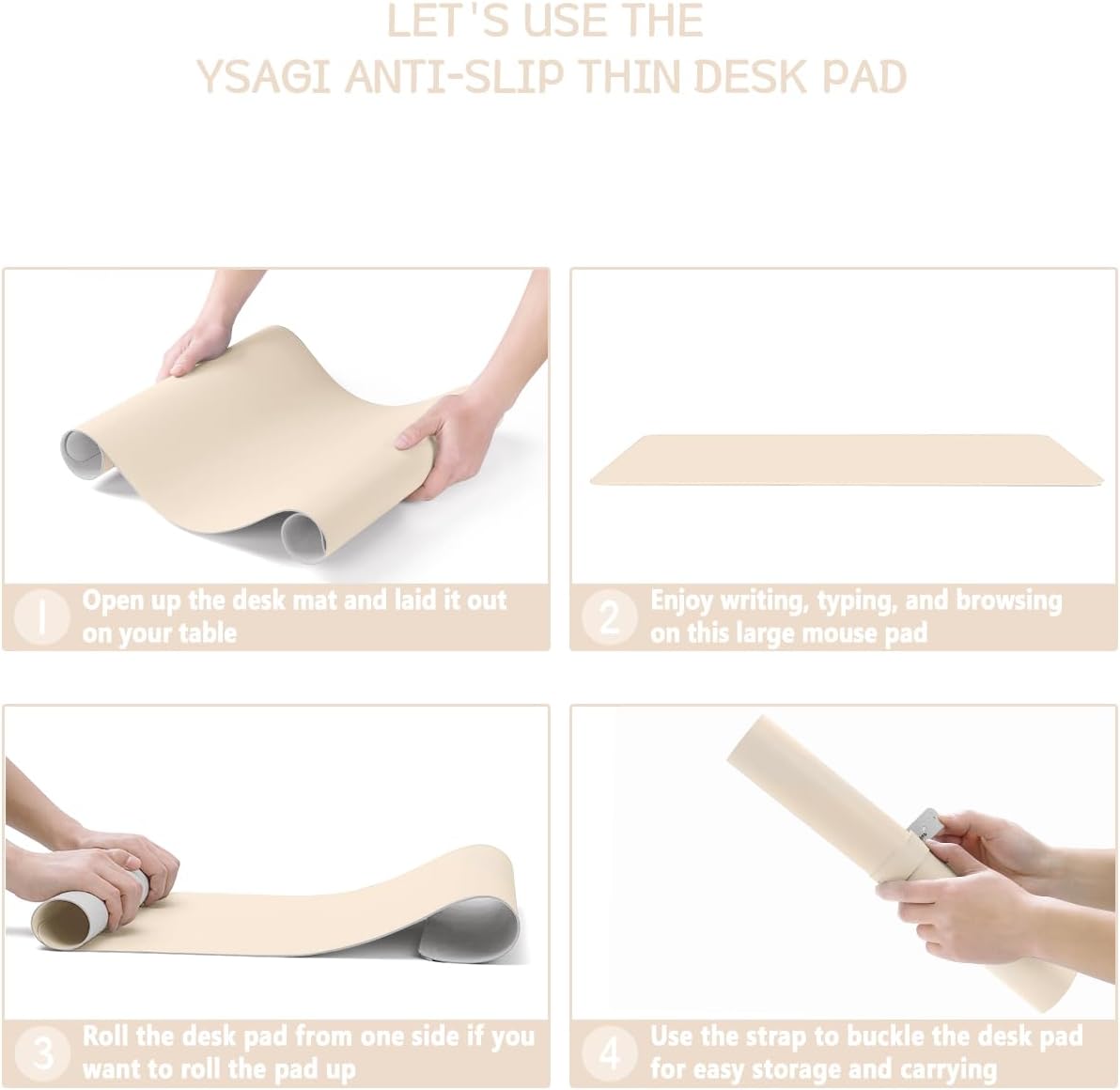 Thumbnail 5 de YSAGi Non-Slip Desk Pad: Waterproof, Ultra-Thin 90 x 43 cm Desk Protector in Beige