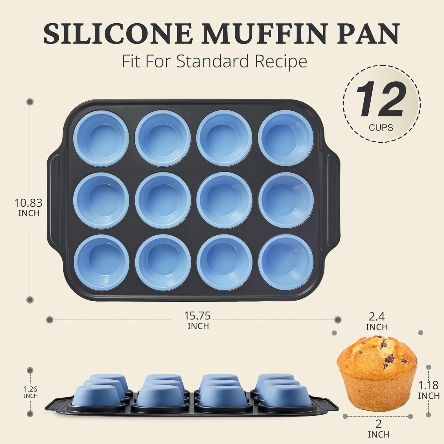 Thumbnail 6 de BRONYPRO Silicone Muffin Pans 12 🍰