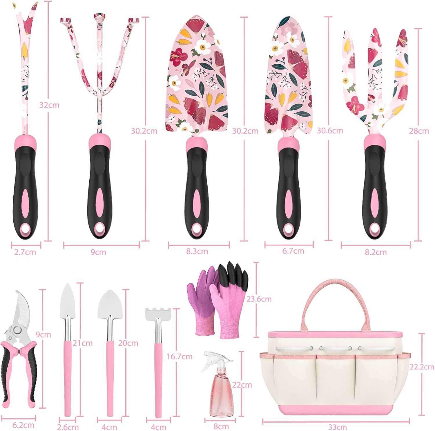 Thumbnail 1 de Fixmend Gardening Gifts for Women – 12-piece garden tools set with floral print gift box