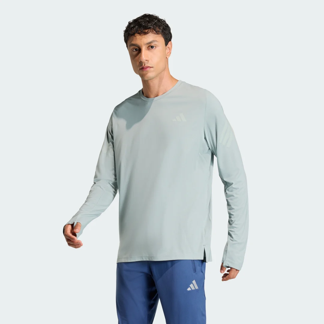 Detalle de Camiseta técnica de running manga larga adi365 Iconic/// de Adidas — versión verde