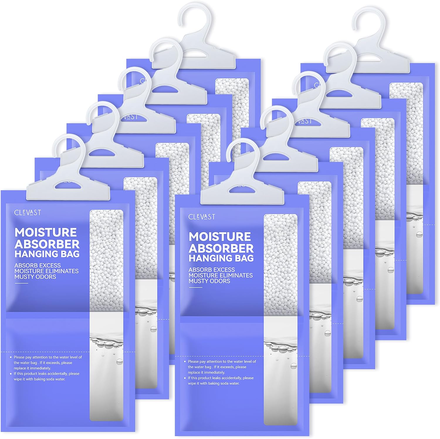 Detalle de CLEVAST Moisture Absorber Bags, 10 Pack, Unscented Hanging, 500 mL