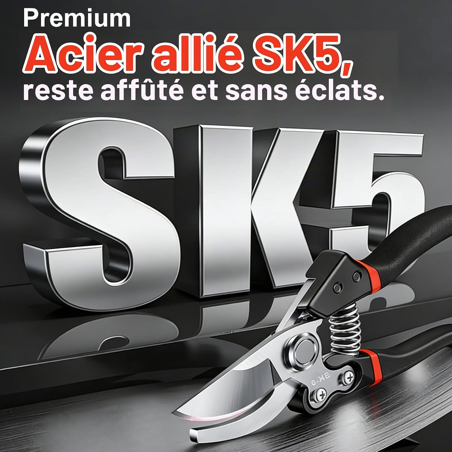 Detalle de KUOGAS SK-5 snoeischaar voor takken tot 25 mm met veiligheidsvergrendeling