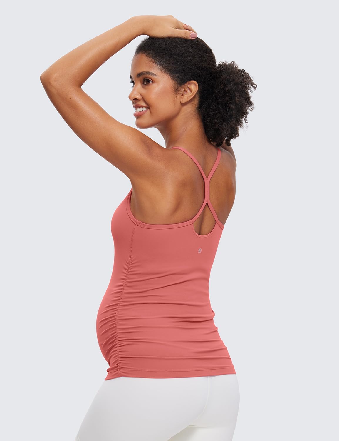 Detalle de CRZ YOGA Women's Butterluxe Maternity Tank Top with Ruched Sides and Y-Back