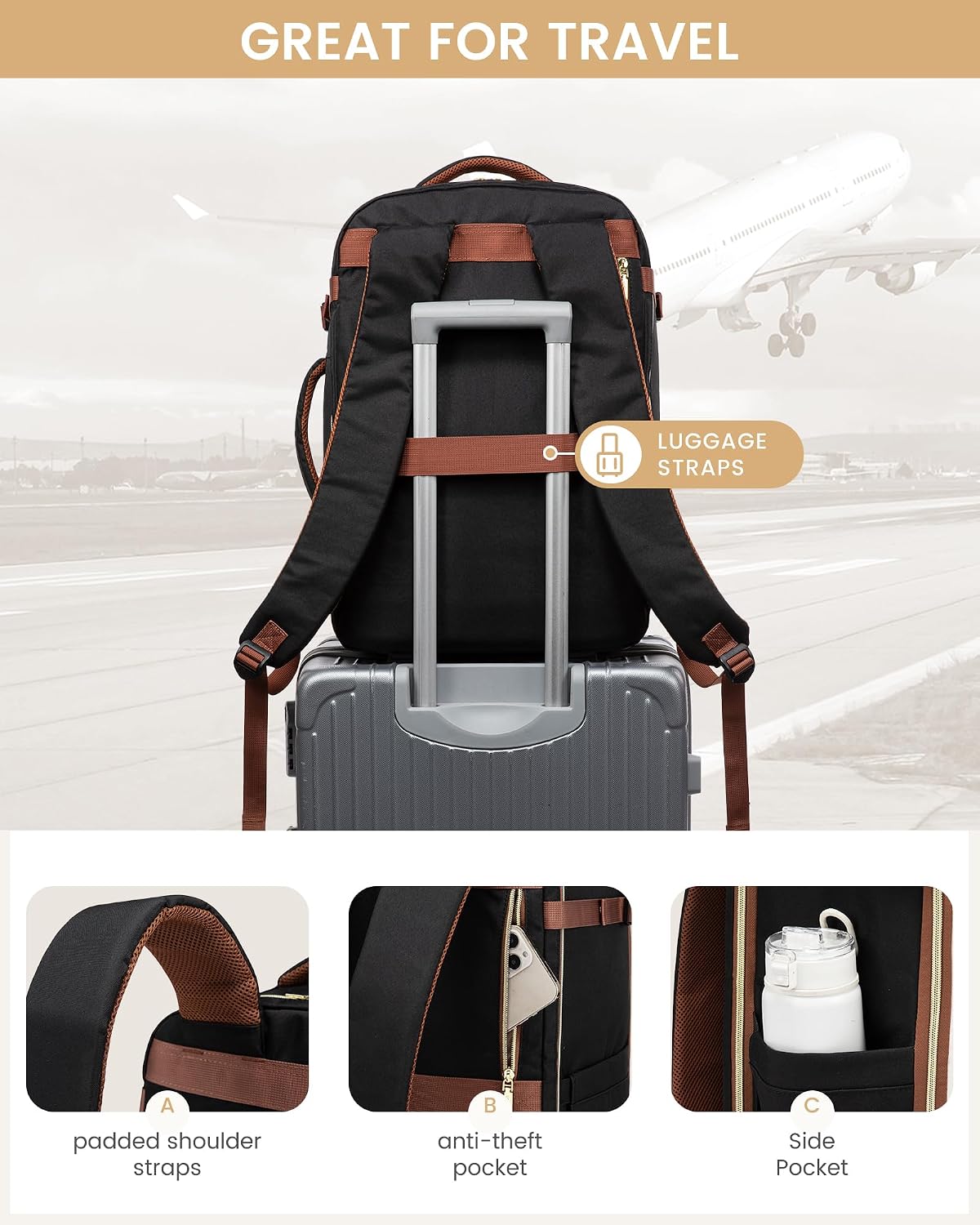Detalle 2 de LOVEVOOK Travel Backpack 40L