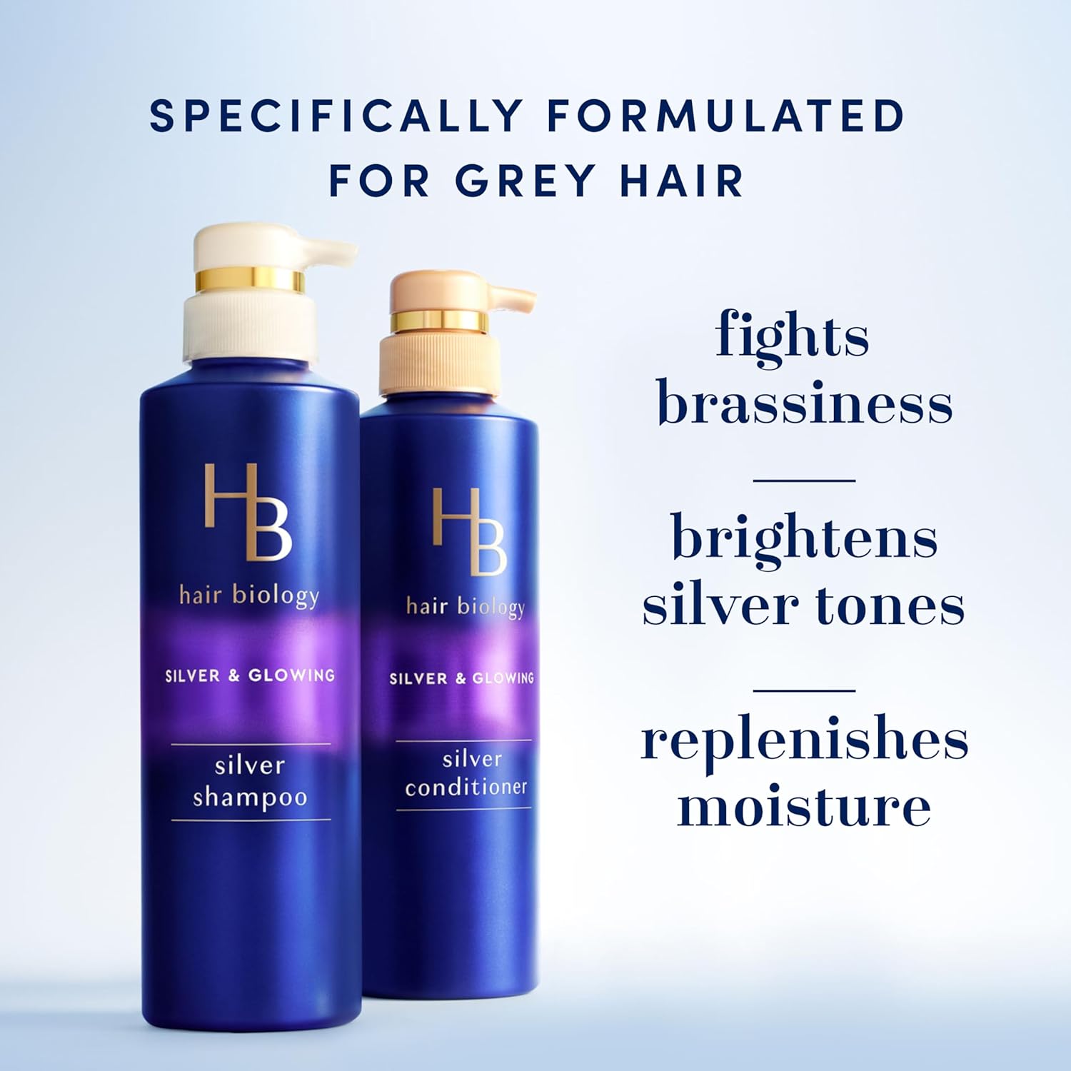 Thumbnail 2 de Hair Biology Biotin-Infused Purple Shampoo & Conditioner Set for Grey Hair — Silver & Glowing, Anti-Brass, 2 x 12.8 Fl Oz