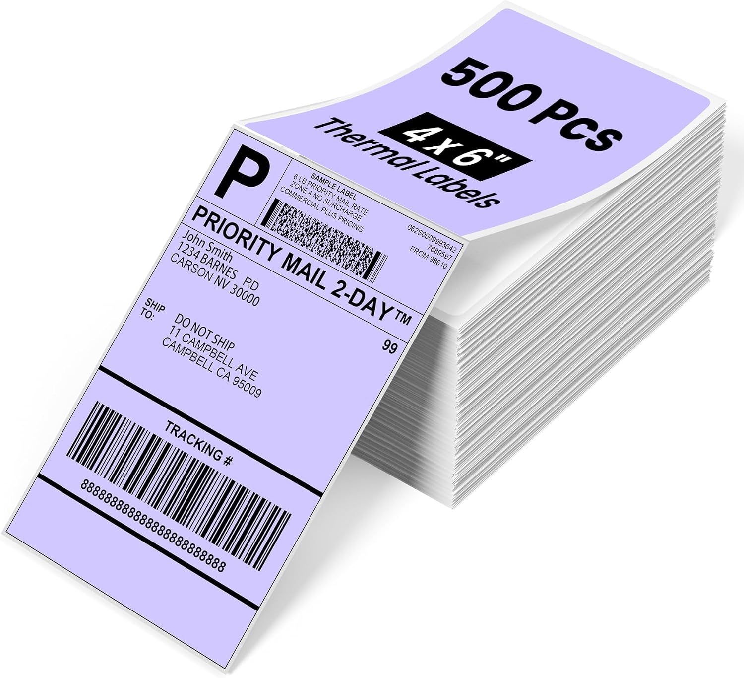 Detalle de Phomemo SLP-4*6-500-PU Thermal Shipping Labels, 4 x 6 Inches, 500 Count