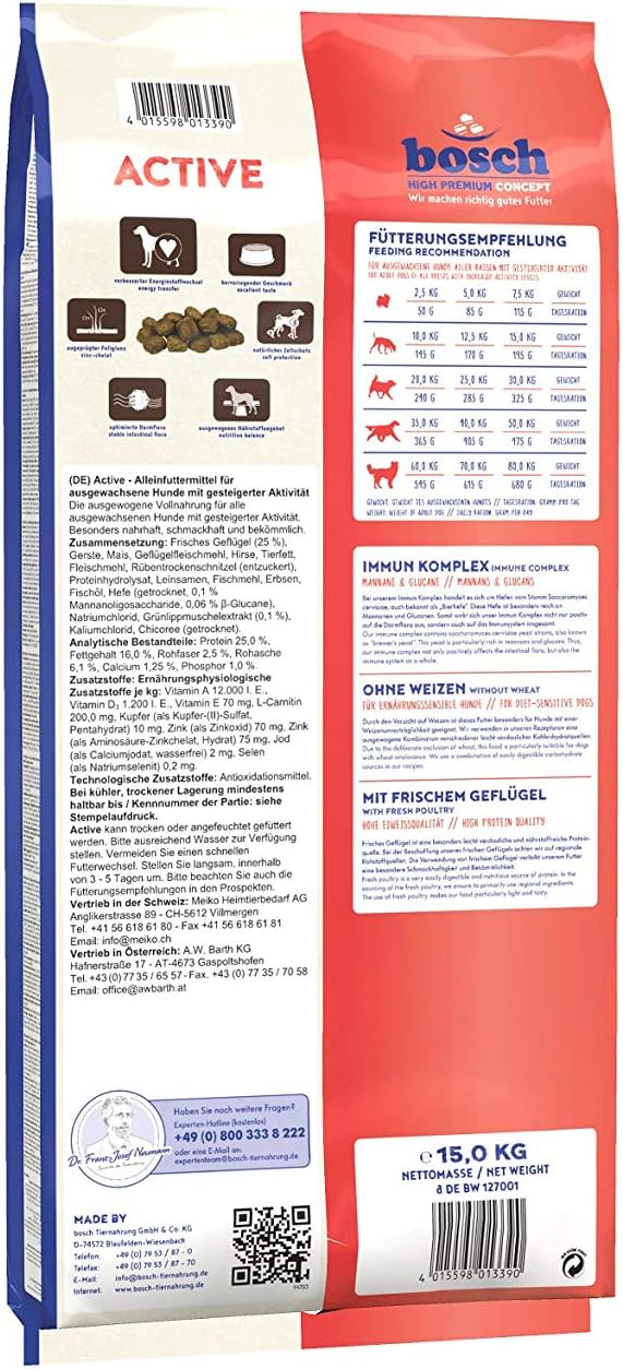 Detalle 2 de Bosch HPC Active Hundefutter trocken, 30% frisches Geflügel, 15 kg