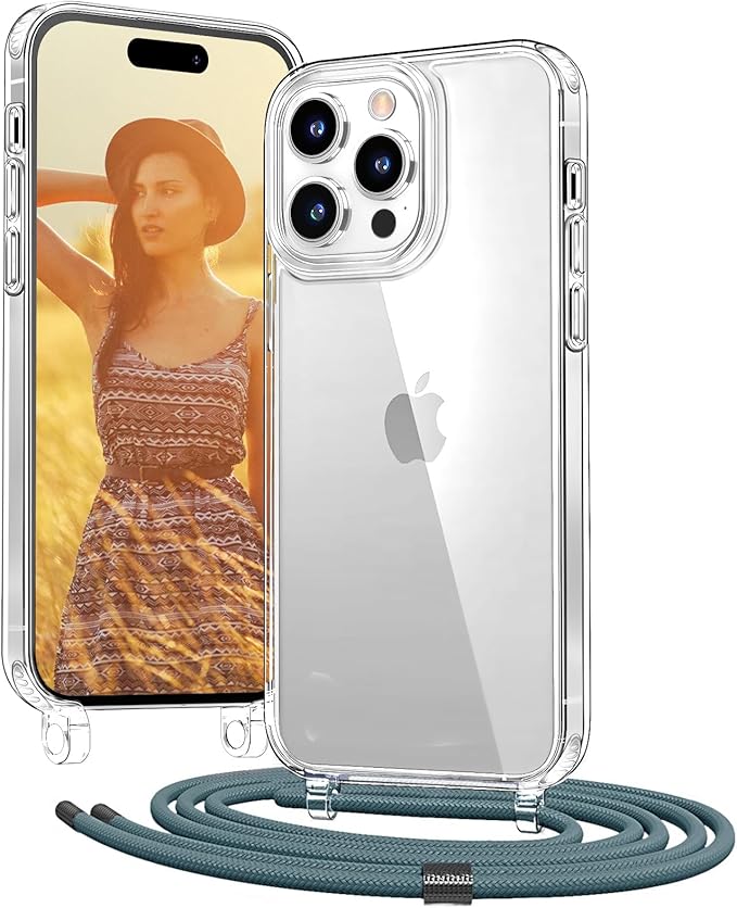 Detalle de OLEPHY Funda Transparente con Cuerda para iPhone 15 Pro