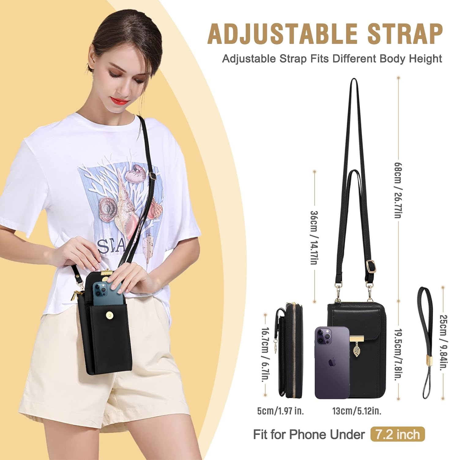 Thumbnail 1 de VOBUKE Handytasche zum Umhängen klein mit RFID-Schutz und 12 Kartenfächern – Leder Schultertasche Crossbody für Damen