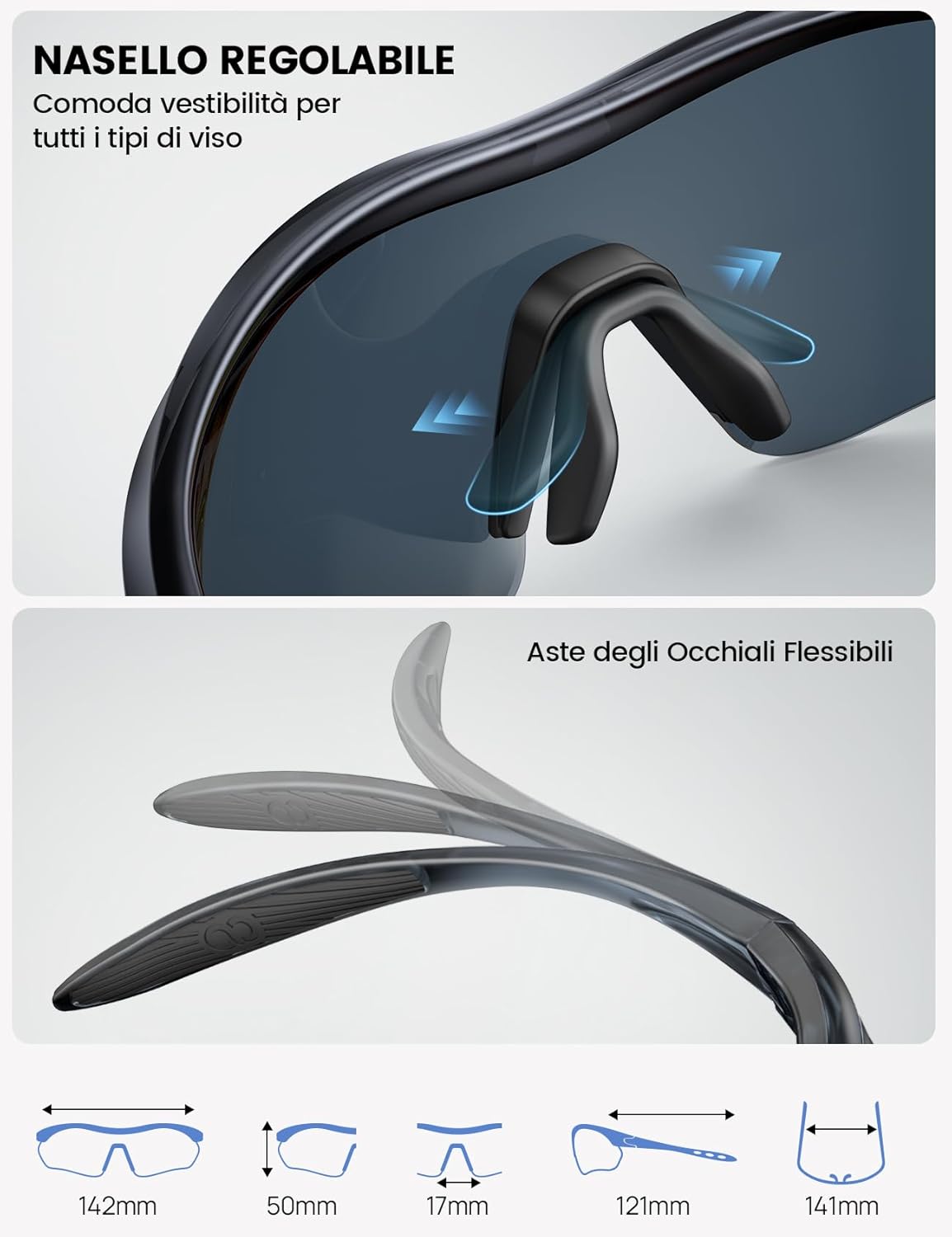 Detalle 2 de Lamicall Occhiali da Sole Ciclismo Polarizzati – 22g Ultraleggeri, TAC Lente One-Piece, UV400, TR90