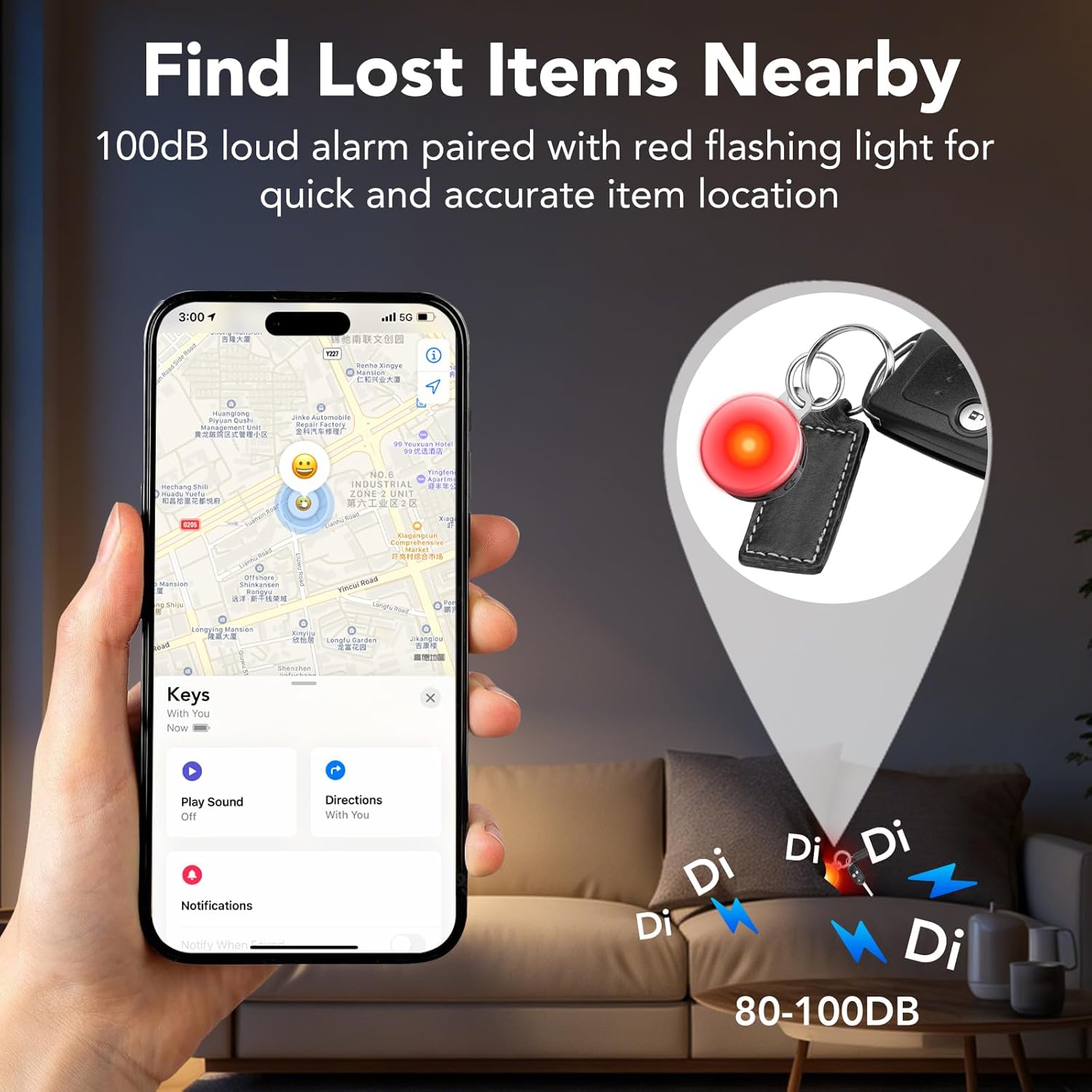 Thumbnail 2 de 2-in-1 Air Tracker Tags-2Pack: Bluetooth Item Locator with USB-C Light for iOS Find My – IP68 Night Light Companion