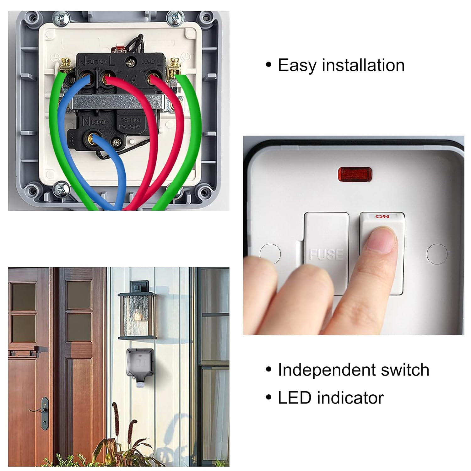 Thumbnail 1 de Outdoor Fused Spur Switch Connection Unit with Power Indicator IP66 Waterproof 13A Single Gang Outlet Box