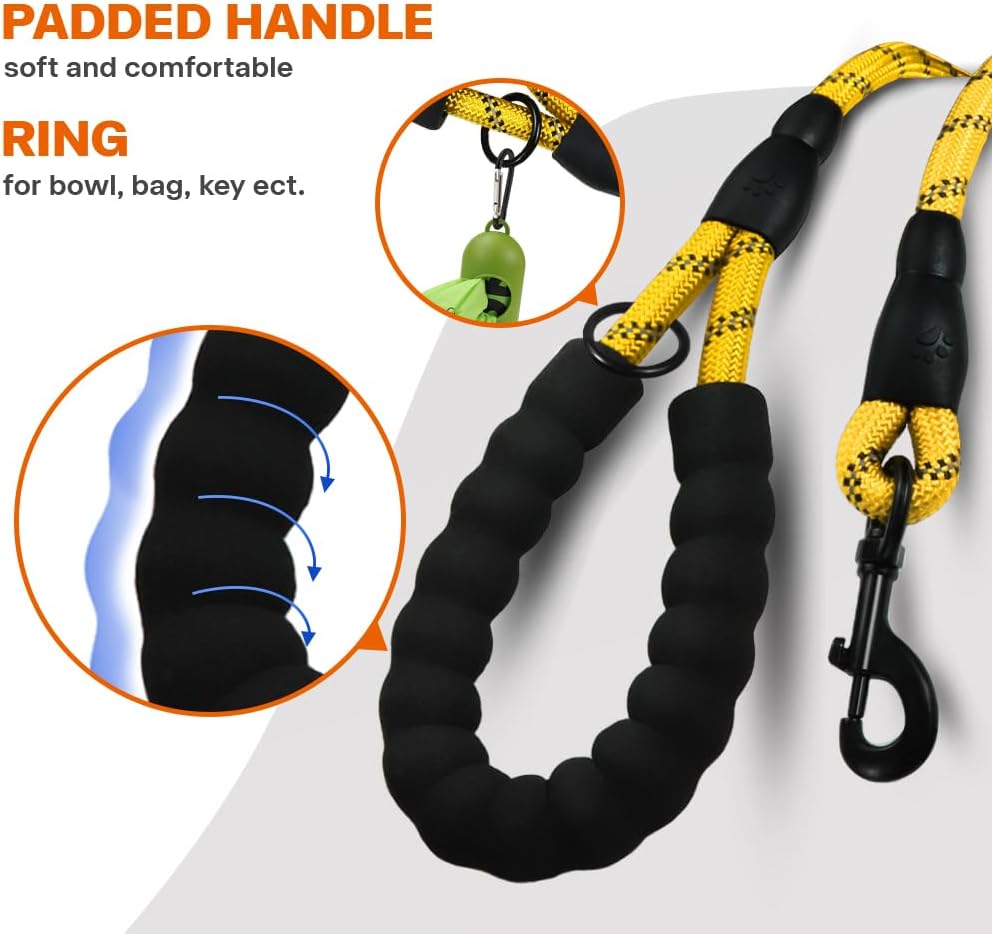 Thumbnail 3 de Taglory Hundeleine mit gepolstertem Griff, reflektierend – 180×1,2 cm, gelb