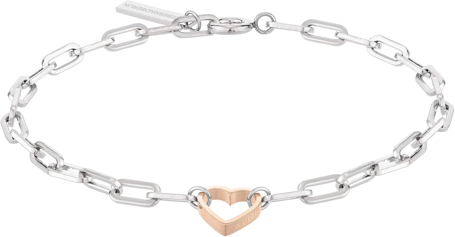 Detalle de LIEBESKIND BERLIN Herz-Schmuck: Edelstahl-Armband mit Herzanhänger – Damen, farbige Ausführungen
