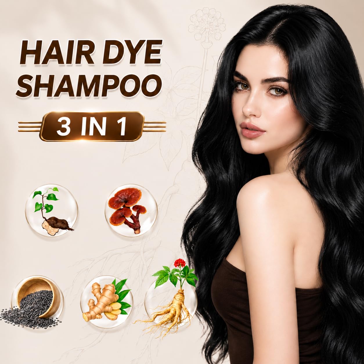 Detalle 2 de Haarfarbe 500ml Hair Dye Shampoo 3in1
