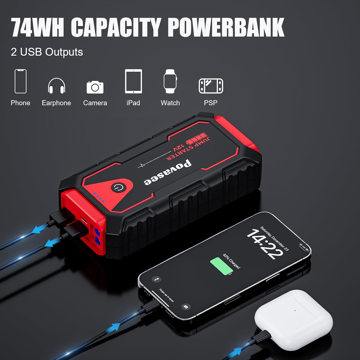 Thumbnail 3 de Povasee 3000A jump starter for 12V vehicles