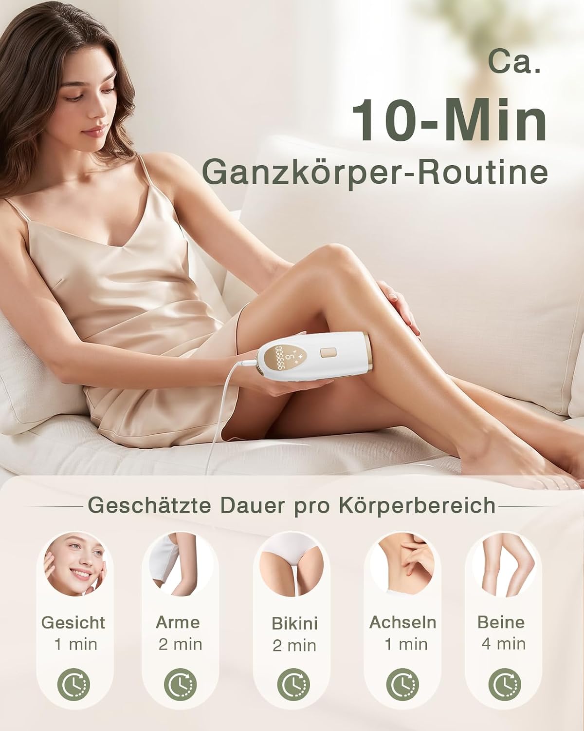 Detalle de TIIMAGIC IPL Haarentfernung – Schmerzfrei mit 5°C EisKühlung, 9 Stufen, Ganzkörper-Option