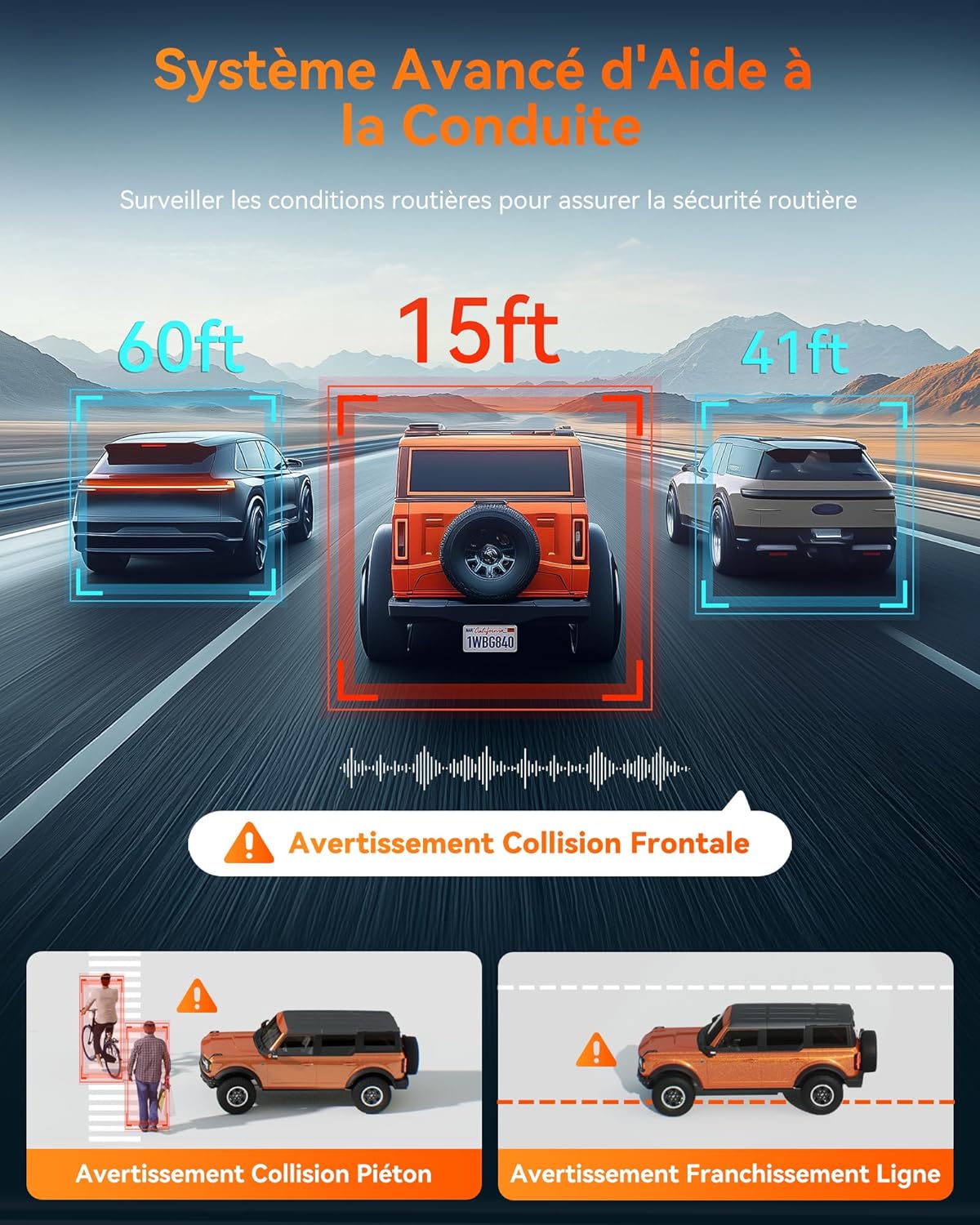 Thumbnail 1 de WOLFBOX G840H Dash Cam 12''