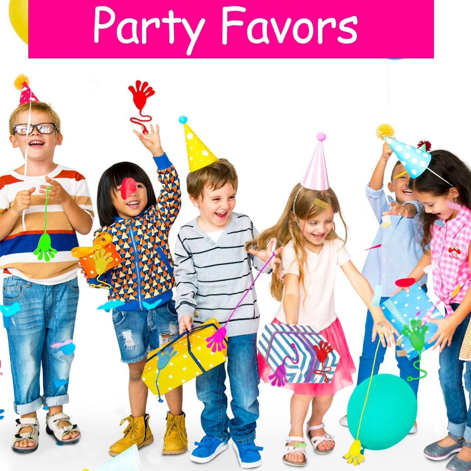 Thumbnail 5 de Thremhoo Sticky Hands Toys, 40-Pack Rubber Party Favours in Assorted Colours