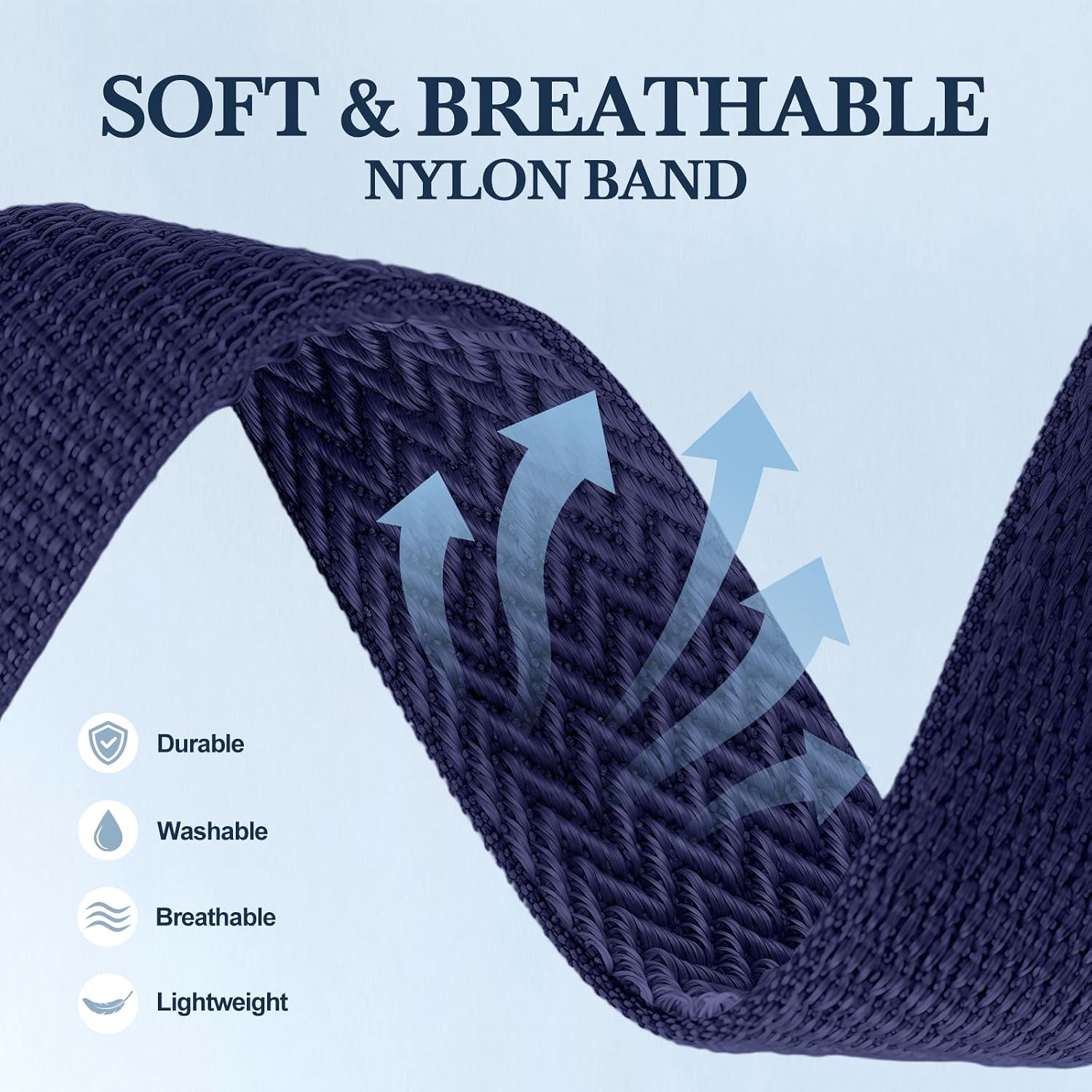 Detalle de Nylon Sport Loop for Apple Watch: Breathable, Adjustable Nylon Band (38–49mm) for All Series