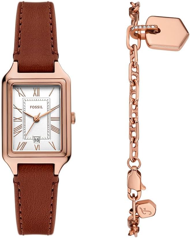 Detalle de Montre Fossil Raquel pour femmes à quartz, bracelet cuir ou acier inoxydable
