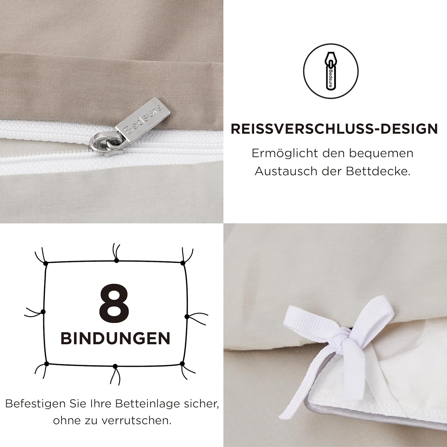 Thumbnail 5 de BEDSURE Bettwäsche 135x200 Baumwolle 4teilig