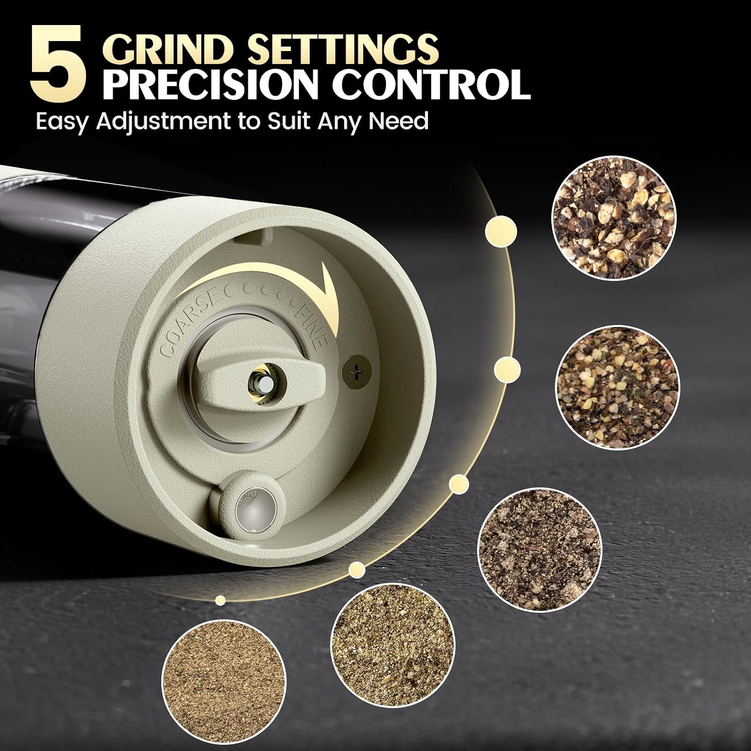 Detalle de Electric Salt and Pepper Grinder Set with 5 Grind Settings