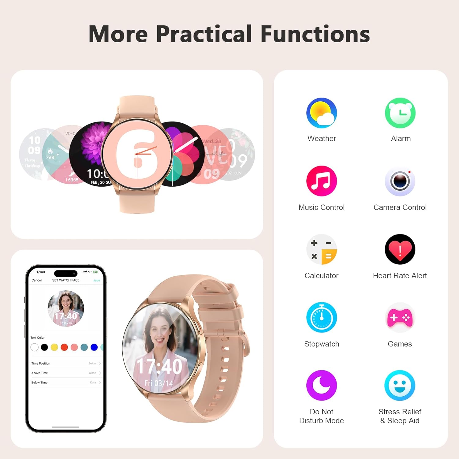Detalle de Blackview Smart Watch for Women with Call Make/Answer 1.43" AMOLED