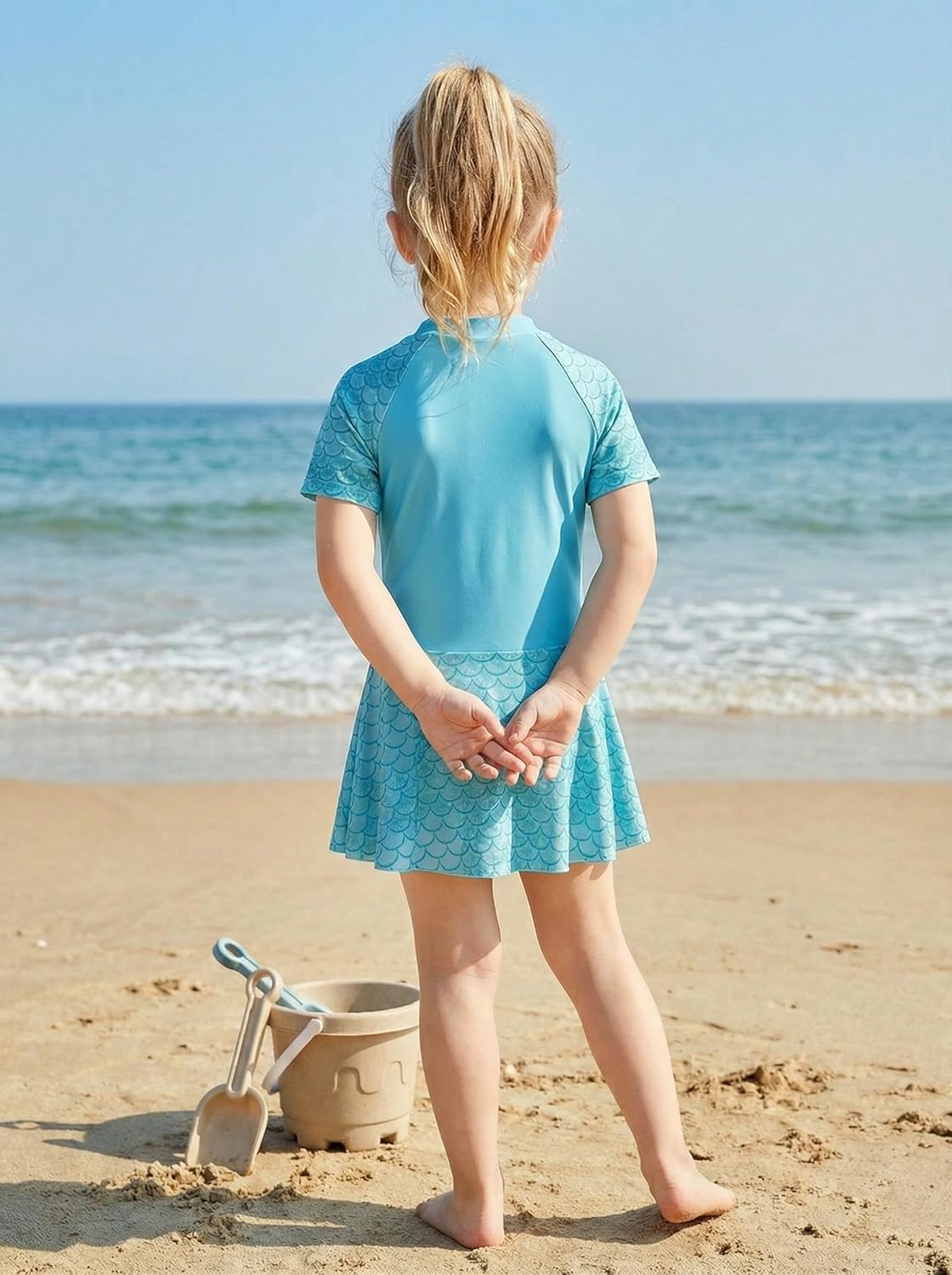 Thumbnail 4 de JiAmy Girls Swimsuit Skirted One Piece with Front Zip – 3–12 Years