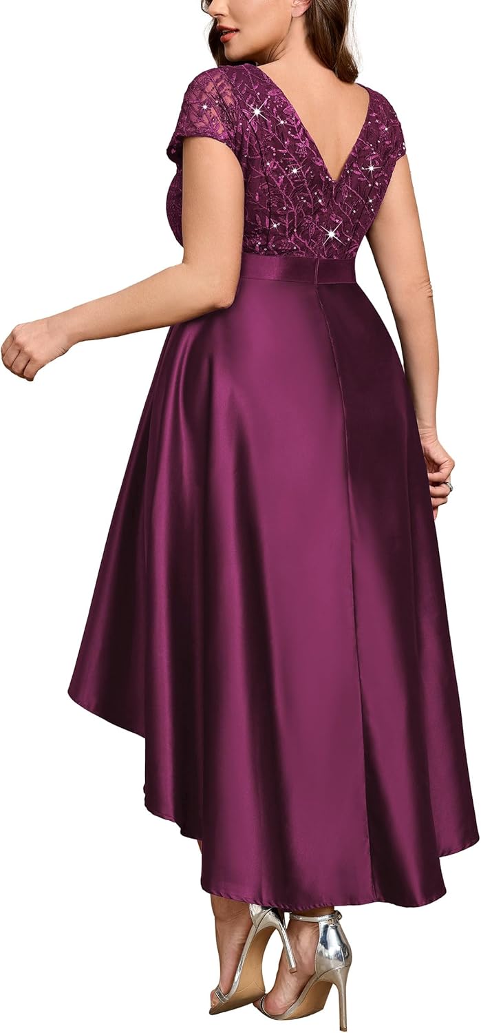 Thumbnail 1 de MISSMAY plus size vintage double V-neck sequin & embroidery wedding guest dress