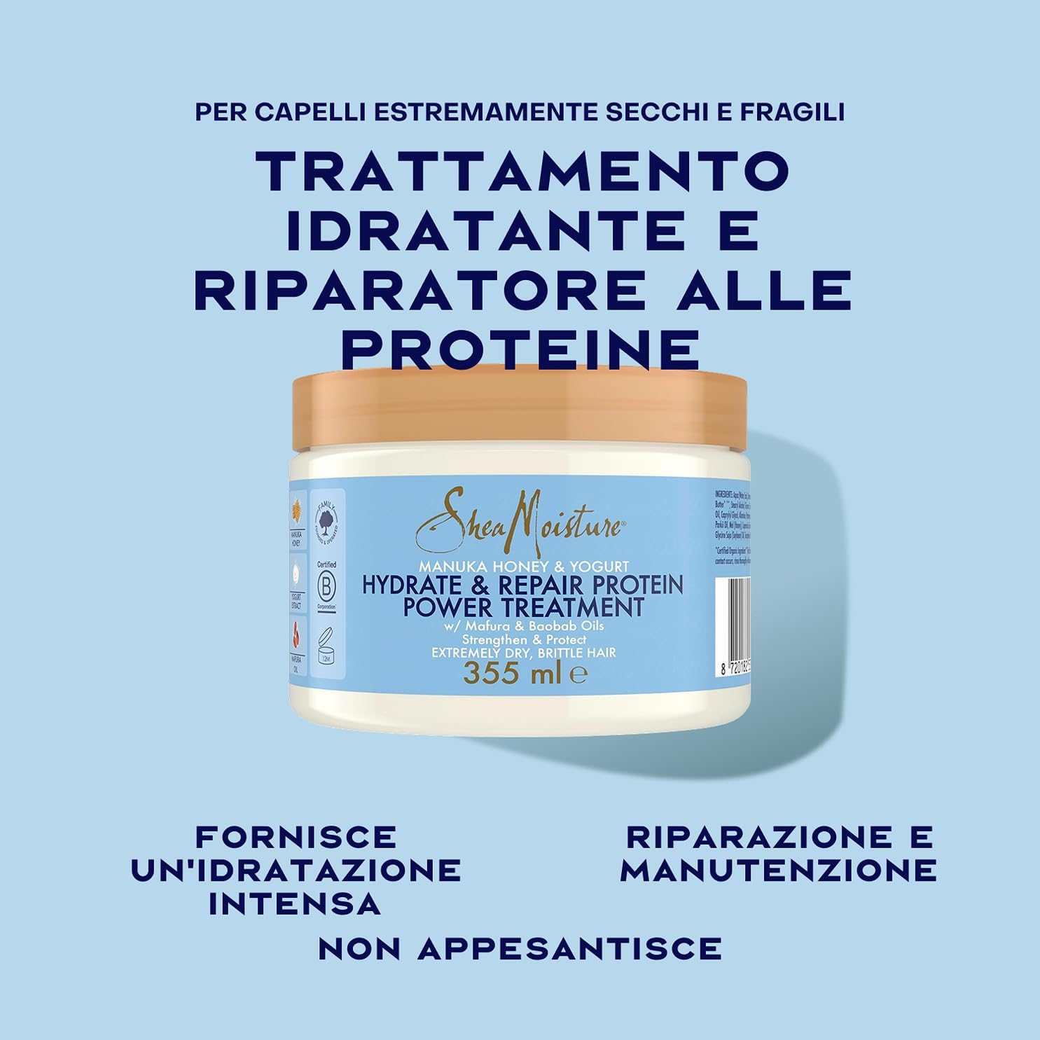 Thumbnail 1 de SheaMoisture Hydrate & Repair Protein Power Maschera per capelli ricci secchi e danneggiati, 355 ml