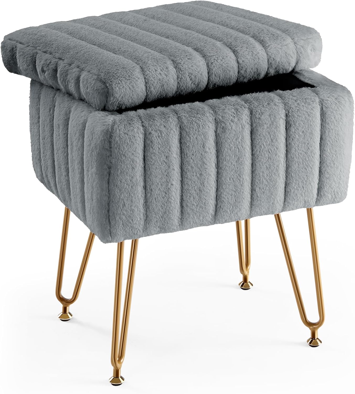 Detalle de DUMOS Vanity Stool with Faux Fur Seat