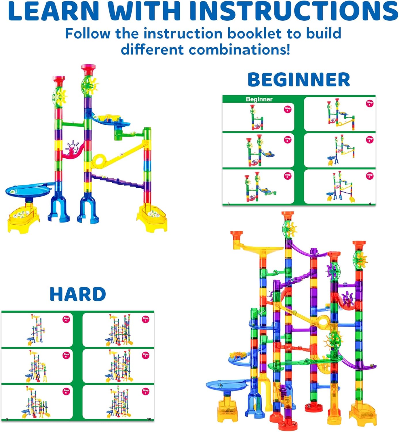 Thumbnail 2 de JOYIN 170-piece Glowing Marble Run building blocks set with glow-in-the-dark marbles