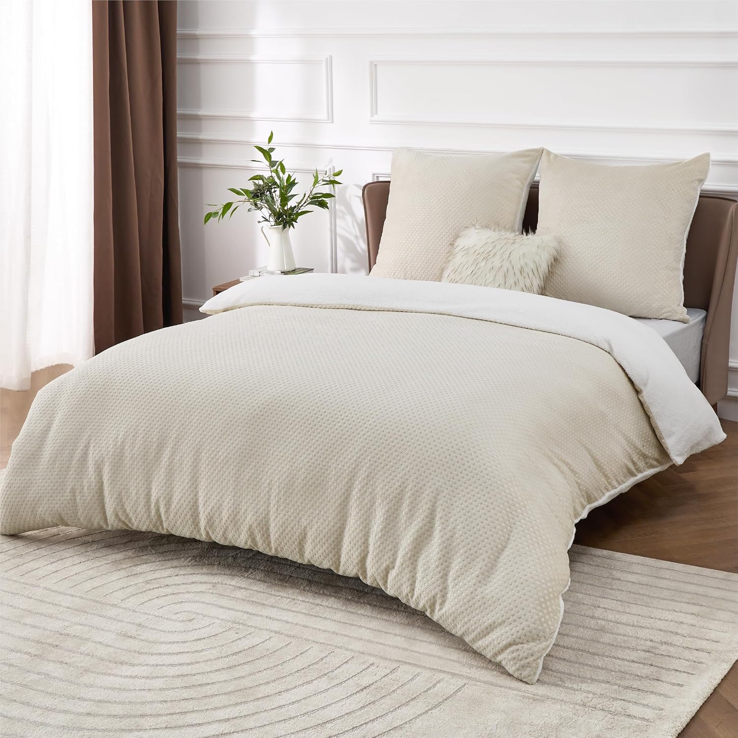 Detalle de BEDSURE Flauschige Bettwäsche 155x220 Grau