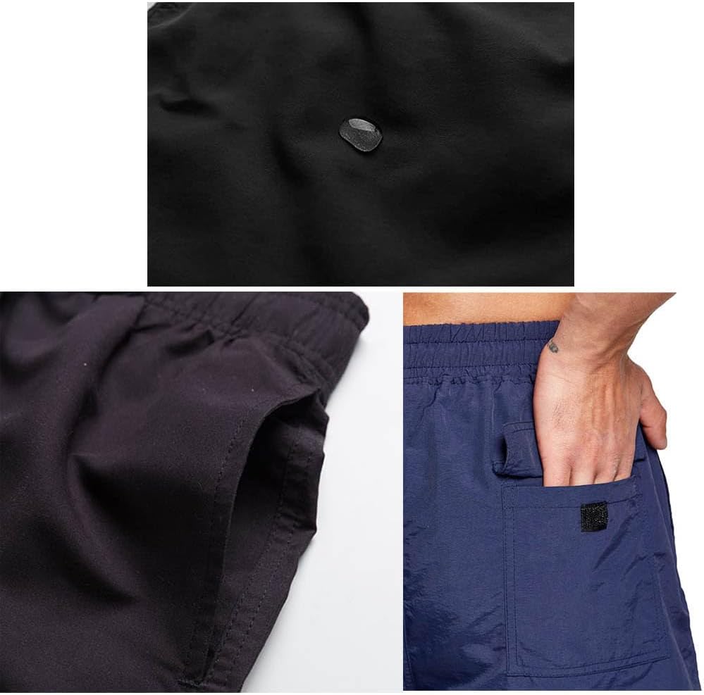 Detalle de JustSun Badehose Herren: Schnelltrocknende Boardshorts mit Mesh-Innenfutter und verstellbarem Tunnelzug