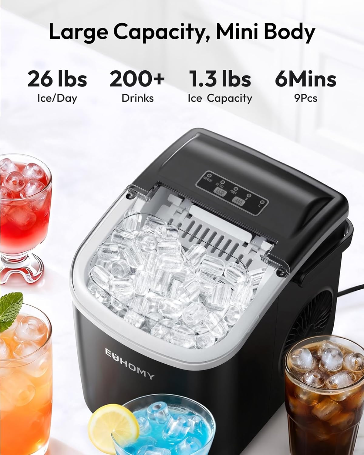 Detalle 1 de EUHOMY Ice Maker Countertop 9-Cube