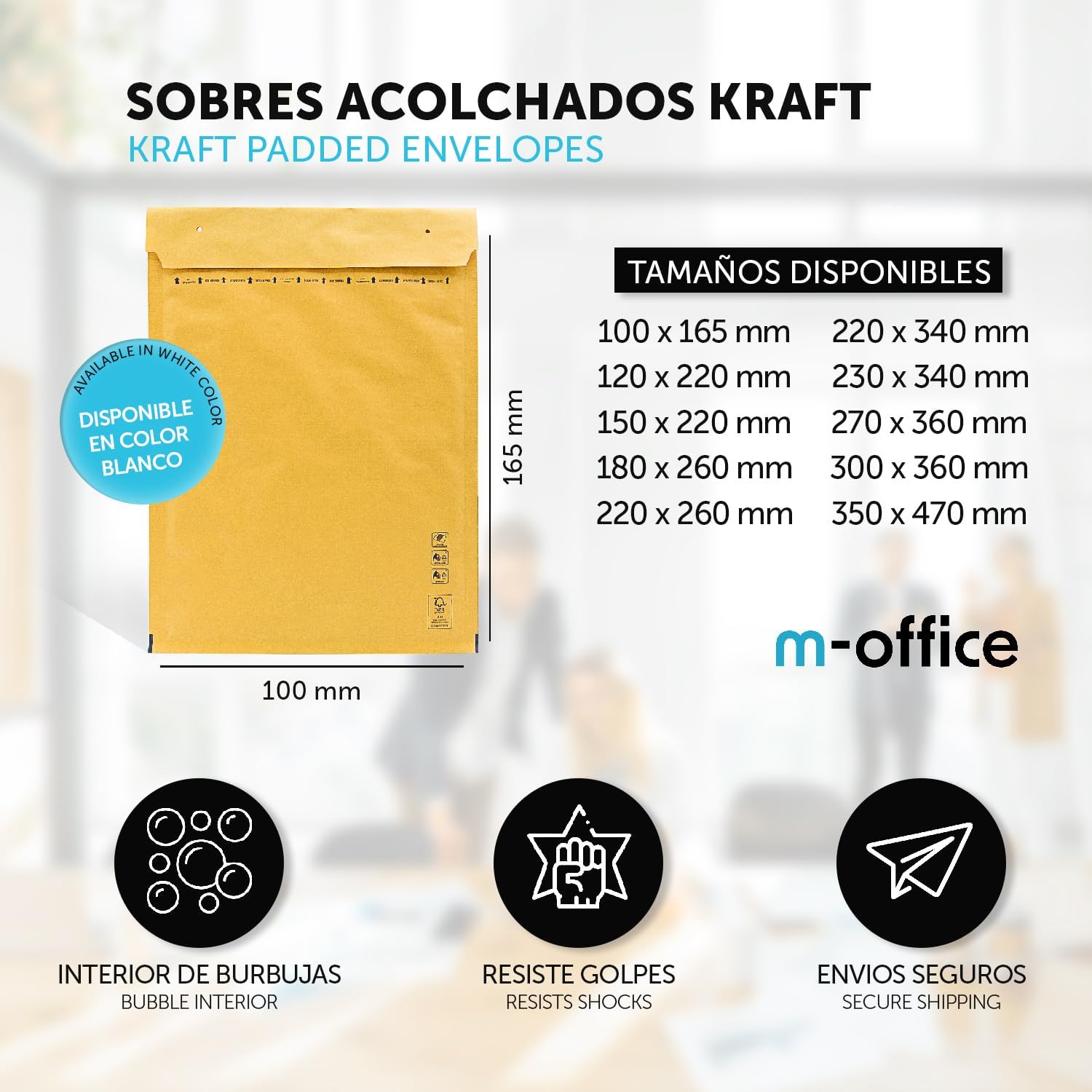 Detalle 2 de m-office Buste imbottite con chiusura autoadesiva 50 x 165 mm – 50 pezzi