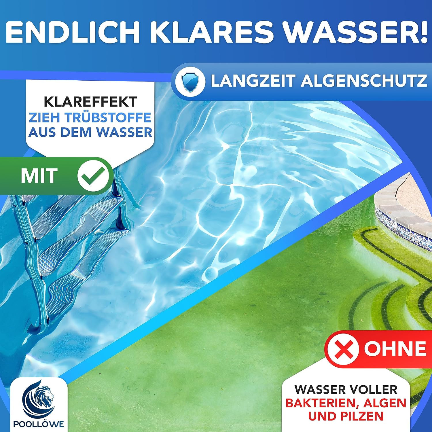 Detalle de PoolLöwe Algenvernichter Pool mit Klareffekt 2.0 – 360° Algenschutz