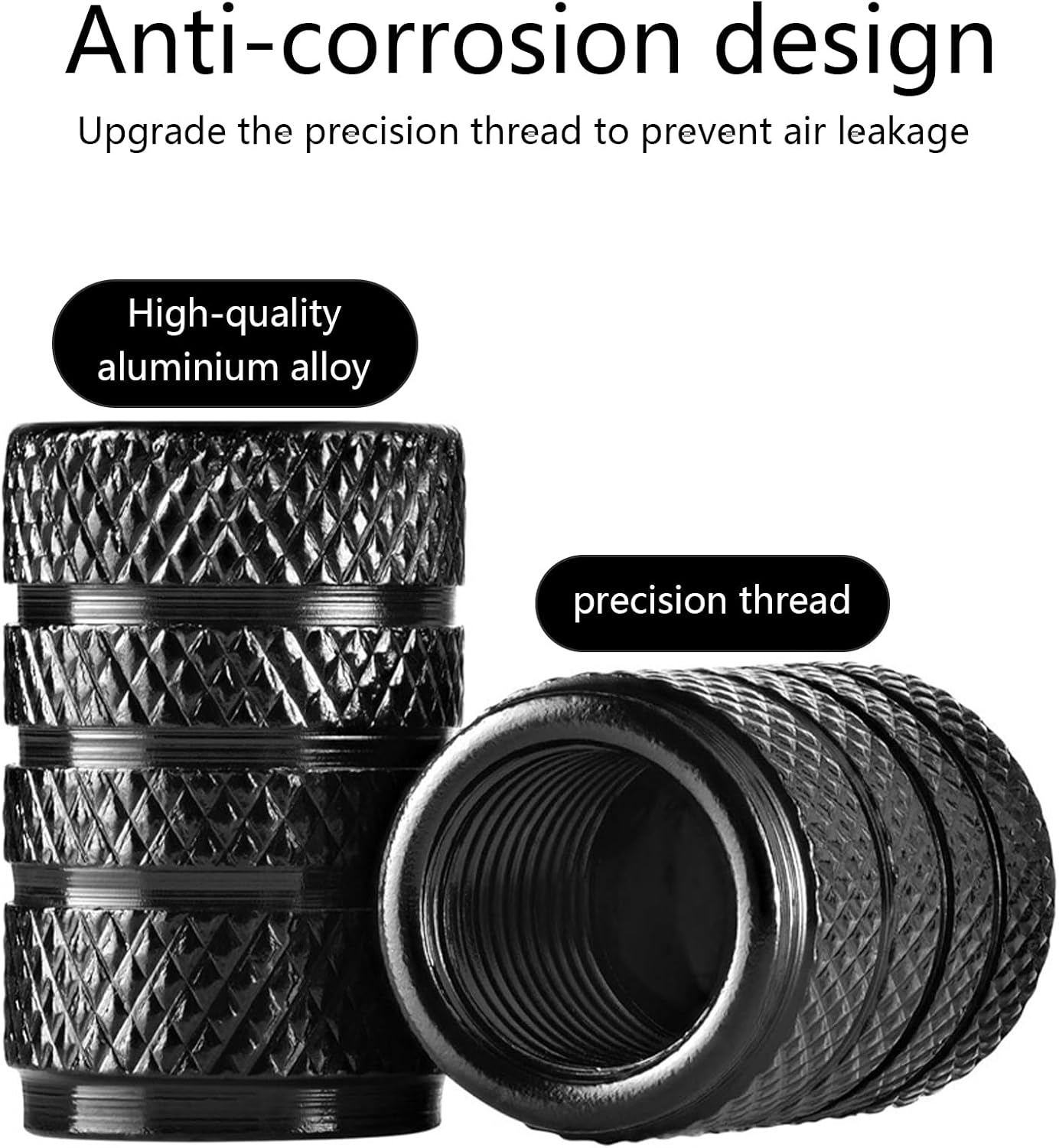 Detalle de 10 Pcs Universal Aluminium Tyre Valve Caps with Easy-Grip Knurled Design