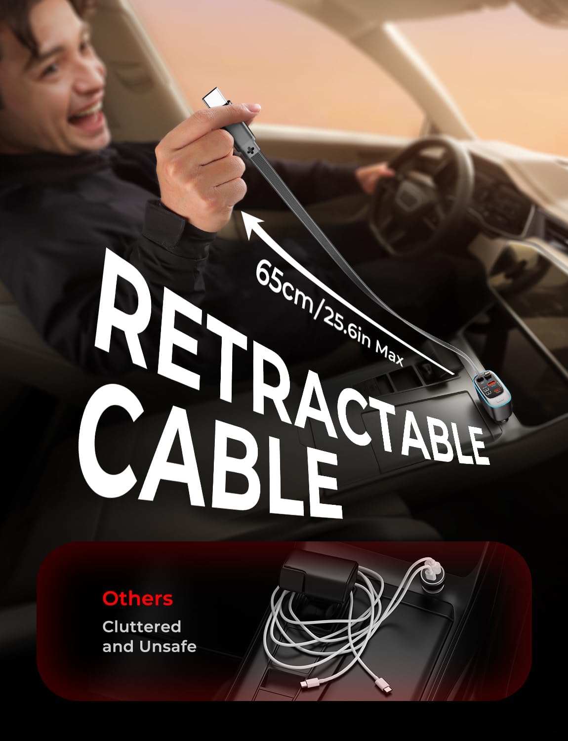Detalle 2 de Rolgno Retractable Car Charger 72W