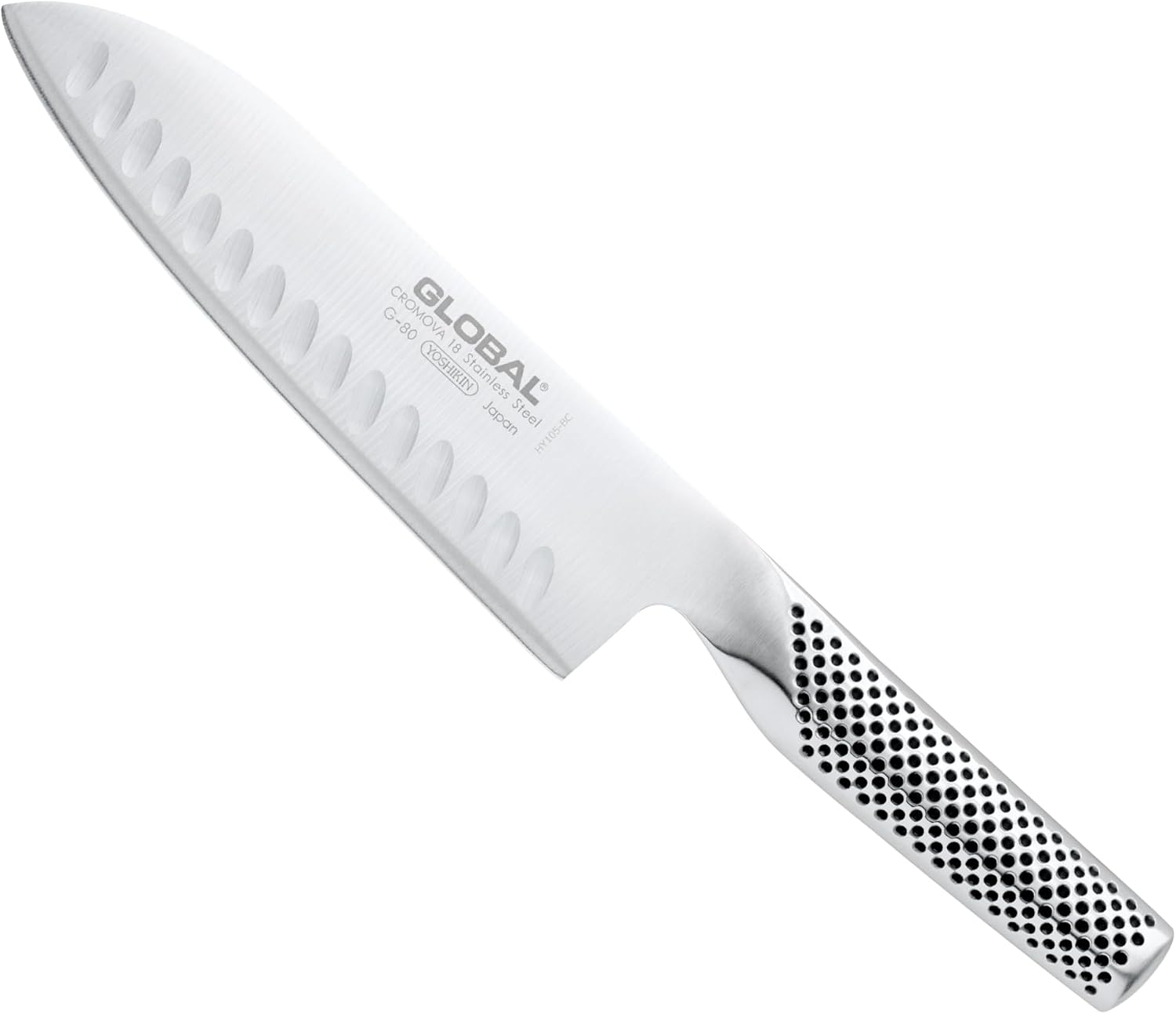 Detalle de Global 71G80 Santoku Knife, 7-Inch Fluted Stainless Steel Blade