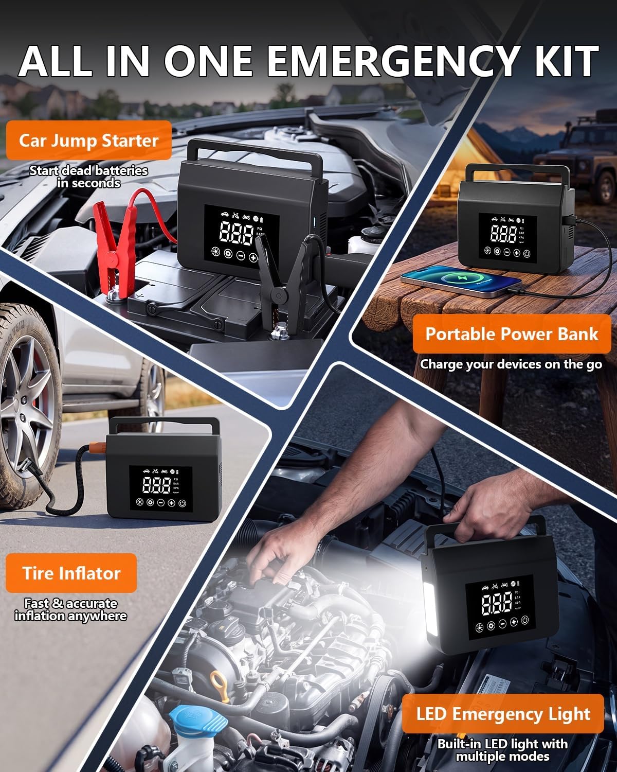 Detalle 2 de Car Jump Starter with Air Compressor 4000A