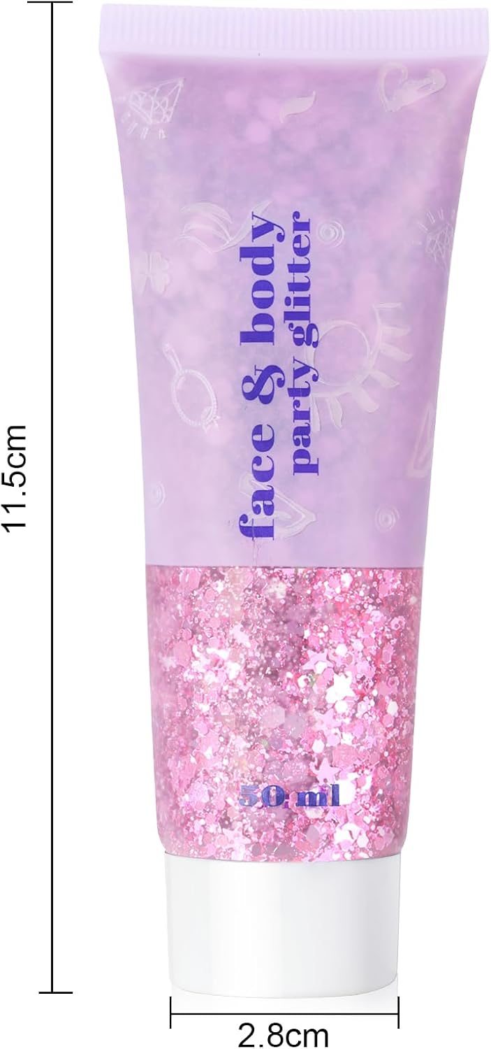 Thumbnail 6 de URAQT Glitter Corpo, 3 gel glitterati da 50 ml (Argento+Rosa+Bianco) per viso, unghie, occhi, labbra, capelli e corpo
