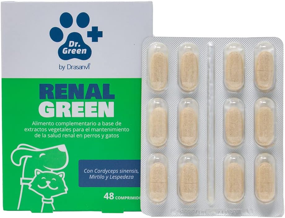 Detalle de DRGREENVET Renalgreen – tabletki dla psów i kotów, 48 szt., smak jabłkowy