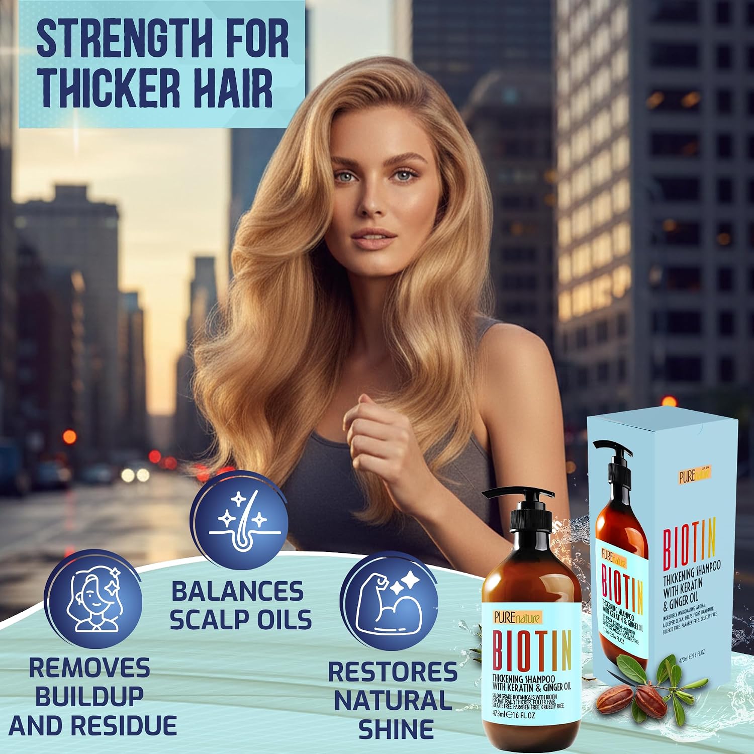 Detalle 2 de PURE NATURE LUX SPA Biotin Shampoo, Sulfate-Free Volumizing Formula, 16 fl oz