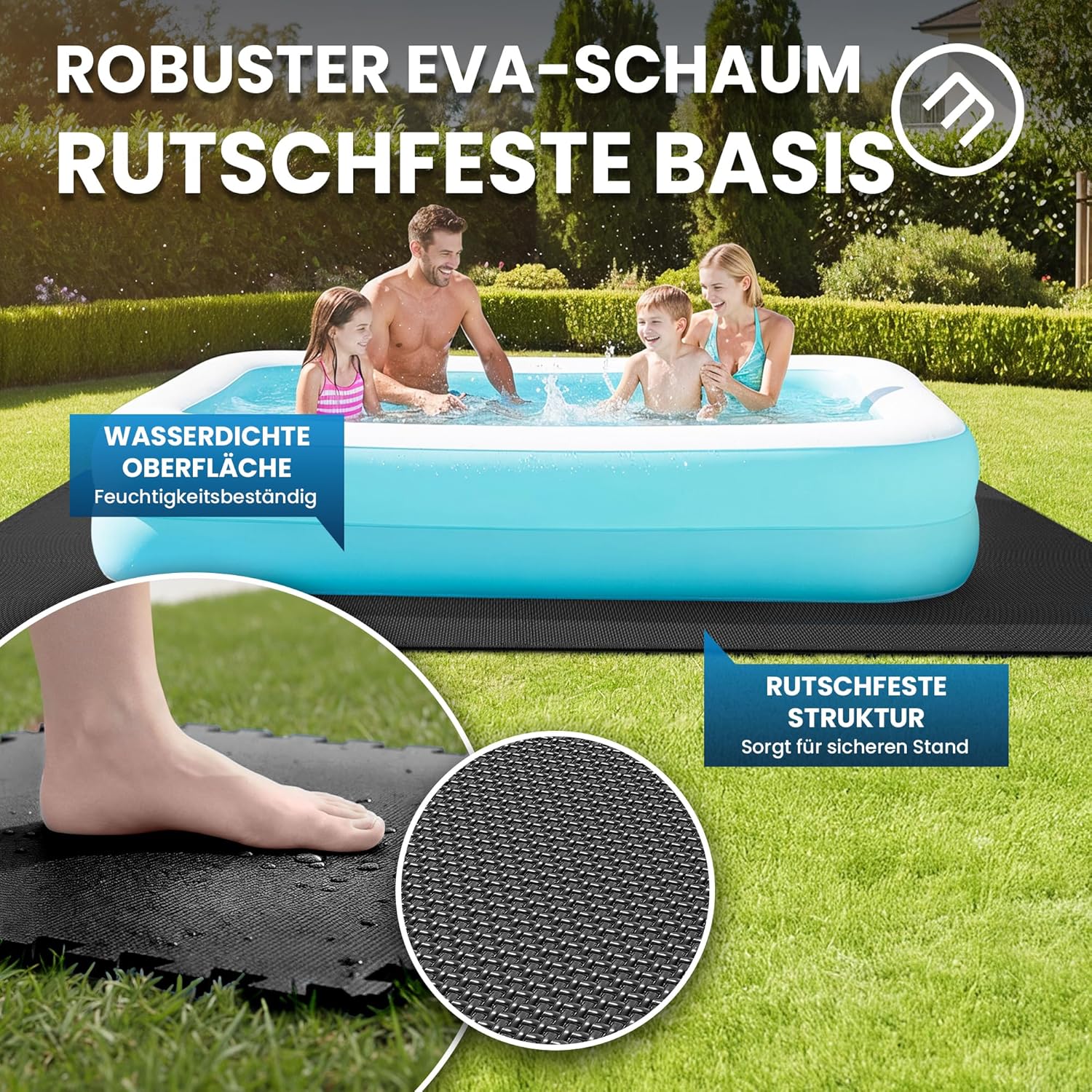 Thumbnail 5 de bemaxx Poolunterlage Poolmatte (EVA) – 18 Puzzle-Matten für Aufstellpools & Whirlpool