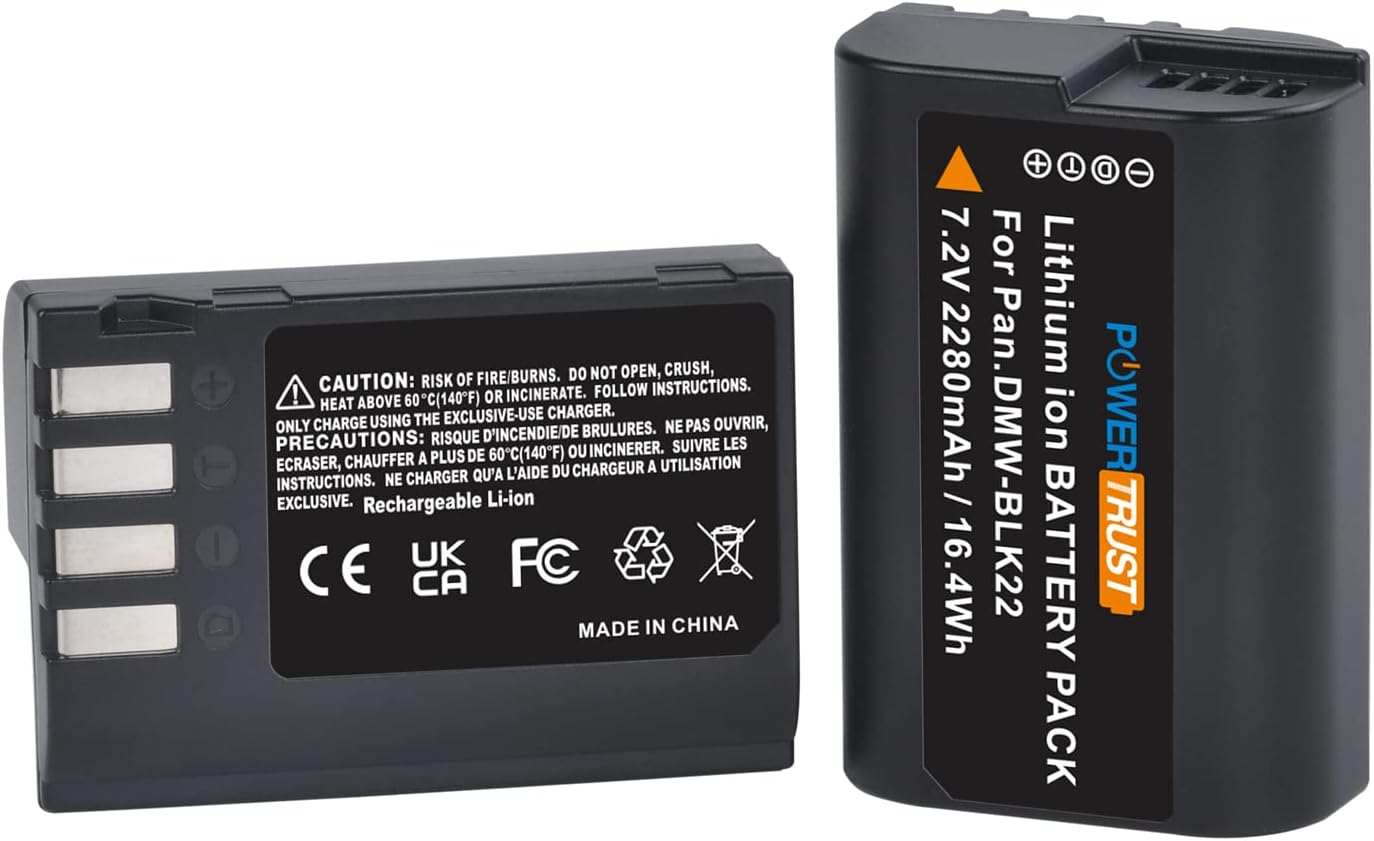 Thumbnail 3 de PowerTrust 2x DMW-BLK22 2280mAh batteries with LED dual charger for Panasonic Lumix S-series & GH cameras