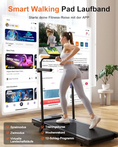 Detalle de Superun Walking Pad mit Steigung, KI-Trainer und App, 1–12 km/h