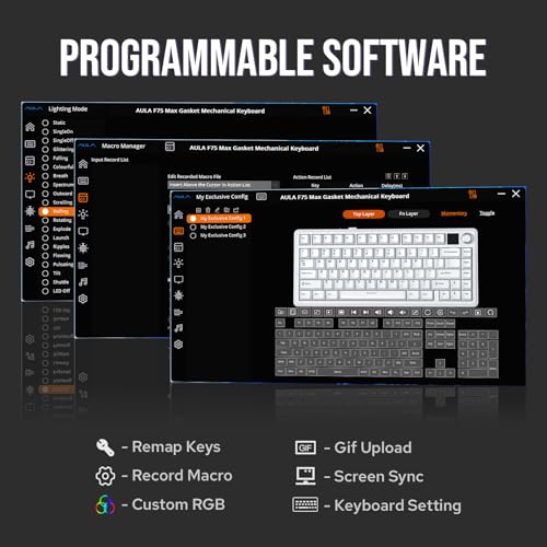 Detalle de EPOMAKER X Aula F75 MAX (Reaper Switch) teclado mecánico inalámbrico 75% con pantalla TFT y perilla